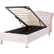 METZ - Bed met opbergruimte - Pastelroze - 90 x 200 cm - Fluweel