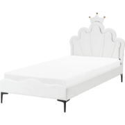RUBIAN - Bed met LED - Wit - 90 x 200 cm - Fluweel
