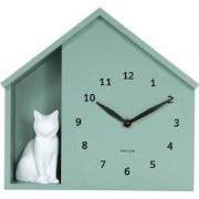 Wandklok Siting Cat - Groen - 24.9x24.9x27cm