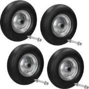 ECD Germany 4x Kruiwagenwiel gemaakt van lekbestendig PU massief rubbe...