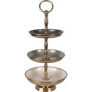 Clayre & Eef Etagère 3 laags Ø 18x35 cm Grijs Stainless Steel