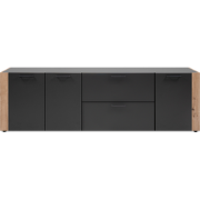 Dressoir met 3 deuren, 2 lades in antracietgrijs decor en eiken, L198 ...