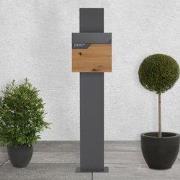 Brievenbus 37x36,5x11 cm antraciet/houtlook staal ML-Design
