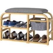 Gestoffeerde Schoenenbank met Opbergvak - Bamboe