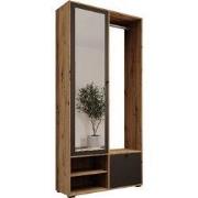 Meubella - Deacon - Halkast met 2 deuren - Eiken/Zwart