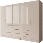 Meubella - Komodo - Kledingkast met 5 deuren - Beige - 250x61x201 cm