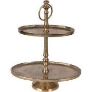 Clayre & Eef Etagère 2 laags 27x18x34 cm Goudkleurig Aluminium