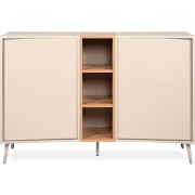 Dressoir met 2 deuren, 3 niches in decor zand en eiken, ambachtelijk L...