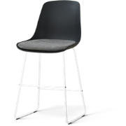 Nino-Liv barkruk zwart met zeegrijs zitkussen - wit onderstel - 65 cm