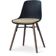Nena-Liv eetkamerstoel zwart met nougatbruin zitkussen - walnoot houte...