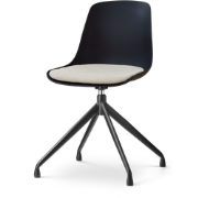 Nola-Liv draaibare eetkamerstoel zwart met naturelbeige zitkussen - zw...