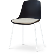 Nora-Liv eetkamerstoel zwart met naturelbeige zitkussen - wit onderste...