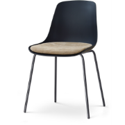 Nora-Liv eetkamerstoel zwart met nougatbruin zitkussen - zwart onderst...