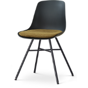 Noa-Liv eetkamerstoel zwart met mosgroen zitkussen - zwart onderstel