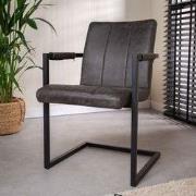 Industriële Eetkamerstoel Antraciet Microvezel Jackson - Met Armleunin...