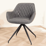 Industriële Eetkamerstoel Antraciet Gian - Kunstleer - Ruitpatroon - M...