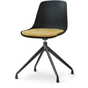 Nola-Liv draaibare eetkamerstoel zwart met warm oker zitkussen - zwart...