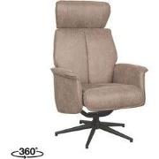 LABEL51 Fauteuil Verdal - Taupe - Micro Suede - Excl. Hocker