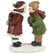 Clayre & Eef Kerstdecoratie Beeld Kinderen 12 cm Rood Groen Kunststof