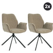 2x Eetkamerstoel Lenny - Stof Taupe