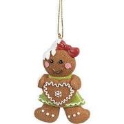 Clayre & Eef Kersthanger Gingerbread man 5x1x8 cm Bruin Polyresin