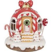 Clayre & Eef Decoratie Huis met LED Gingerbread house 14 cm Rood Kunst...