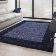 Hoogpolig vloerkleed - Candy Shaggy Marineblauw Lijstmotief - 240 X 34...