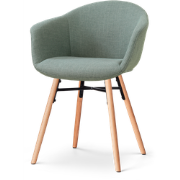 Nena-Otis eetkamerstoel saliegroen - houten onderstel