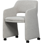 WOOOD Lyric Eetkamerstoel Met Wieltjes - Polyester - Greige - 79x59x58