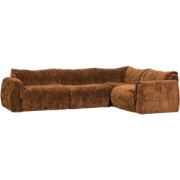 WOOOD Baggy Hoekbank Rechts - 3D Chenille - Midden Bruin - 81x396x214