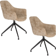 Housecraft Living Wiz Eetkamerstoelen Draaibaar Bruin - Set van 2