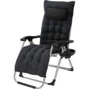 Ligstoel Ligstoel tot 120 kg opvouwbaar zwart met kussen en nekkussen ...