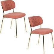 Housecraft Living Jolien Eetkamerstoelen Goud/ Roze - Set van 2