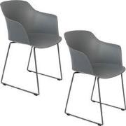 Housecraft Living Tango Eetkamerstoelen armleuning Grijs - Set van 2