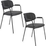 Housecraft Living Jolien Eetkamerstoelen armleuning Zwart/Donkergrijs ...