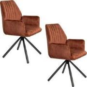 Housecraft Living Jamie Eetkamerstoelen met armleuning Rust/ Bruin - S...