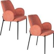 Housecraft Living Tjarda Eetkamerstoelen met armleuning Oudroze - Set ...