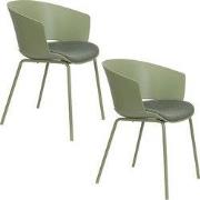 Housecraft Living Jessica Eetkamerstoelen met armleuning Groen - Set v...