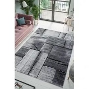 Jaden Modern Grijs / Zwart vloerkleed - Laagpolig - 80 X 150 CM