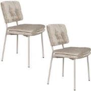 Housecraft Living Franck Eetkamerstoelen Velours Beige - Set van 2