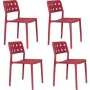 Housecraft Living Serra Tuinstoel/ Eetkamerstoelen Kunststof Rood - Se...