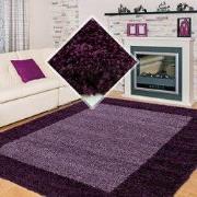 Tapijtenloods Basic Shaggy Kader vloerkleed Paars Hoogpolig- 60x110 CM