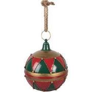 Clayre & Eef Kerstdecoratie Beeld Kerstbal Ø 31x36 cm Rood Metaal