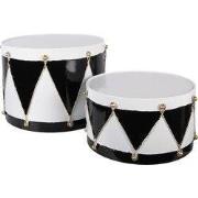 Clayre & Eef Kerstdecoratie Beeld Trommel Ø 35x26 / Ø 30x17 cm Wit Zwa...