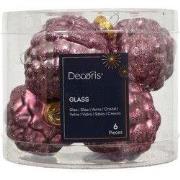 Dennenappel glas d5h7 cm roze 6 st