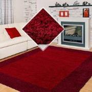 Tapijtenloods Basic Shaggy Kader vloerkleed Rood Hoogpolig- 80x150 CM