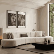 Hoekbank Beige gemêleerde stof organisch Pars - XXXL 390 cm