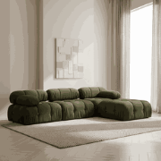 Modulaire XXL hoekbank Bubble met hocker - velvet groen