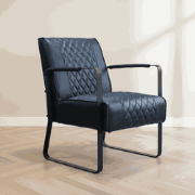 Industriële fauteuil Blauw kunstleer ruitpatroon - Peter
