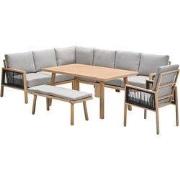 Lounge-diningset - 9-persoons - Decala - aluminium met houtlook